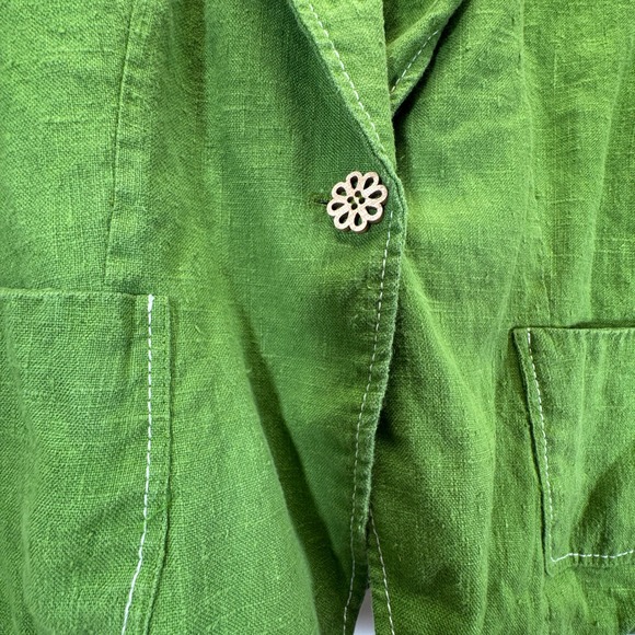 VTG Harve Benard 100% Linen Green Blazer 3/4 Sleeve Womens Size 8 Easter Summer - Picture 2 of 10